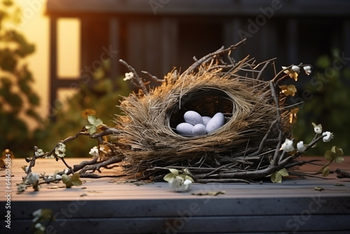 bird nest box near house element 3d rendering