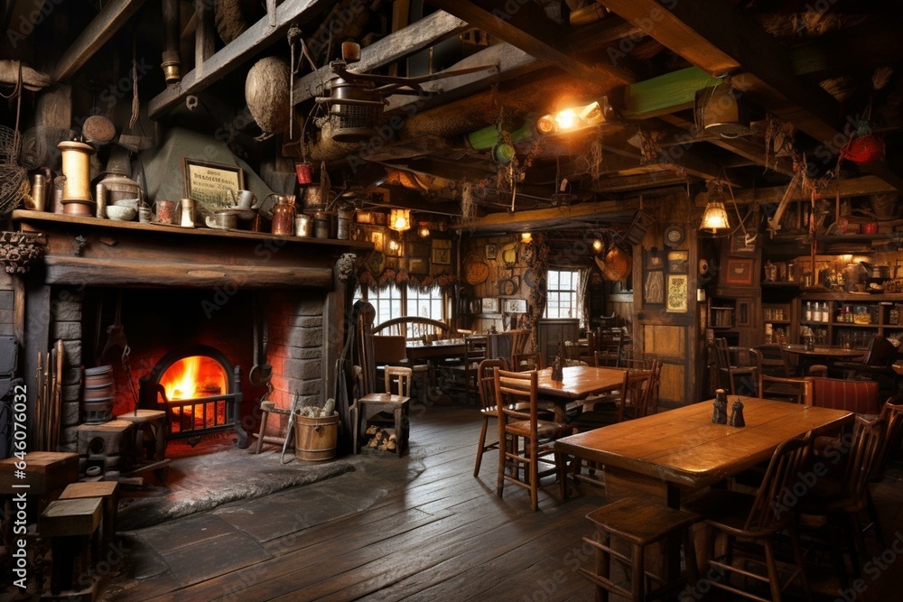 Rustic Irish tavern with classic charm. Generative AI