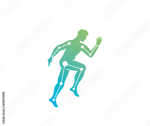Human Athlete runner Physiotherapy clinic logo. stock illustration