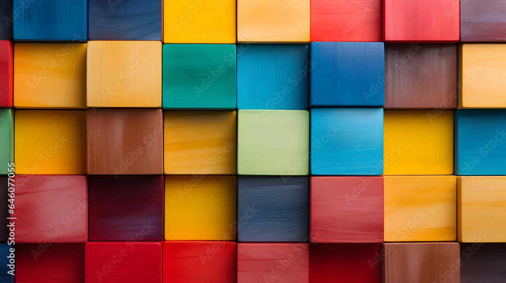 multi color background of wooden blocks