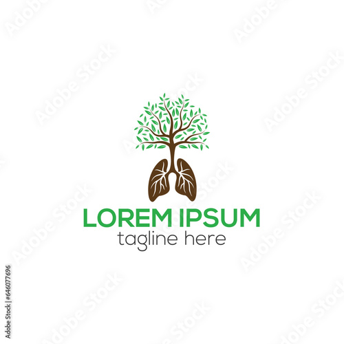 Lungs medical care logo. Lung tree logo vector design template