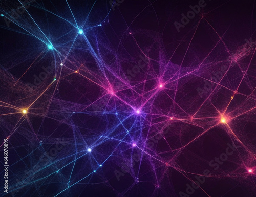 purple and blue connected dots, abstract background
