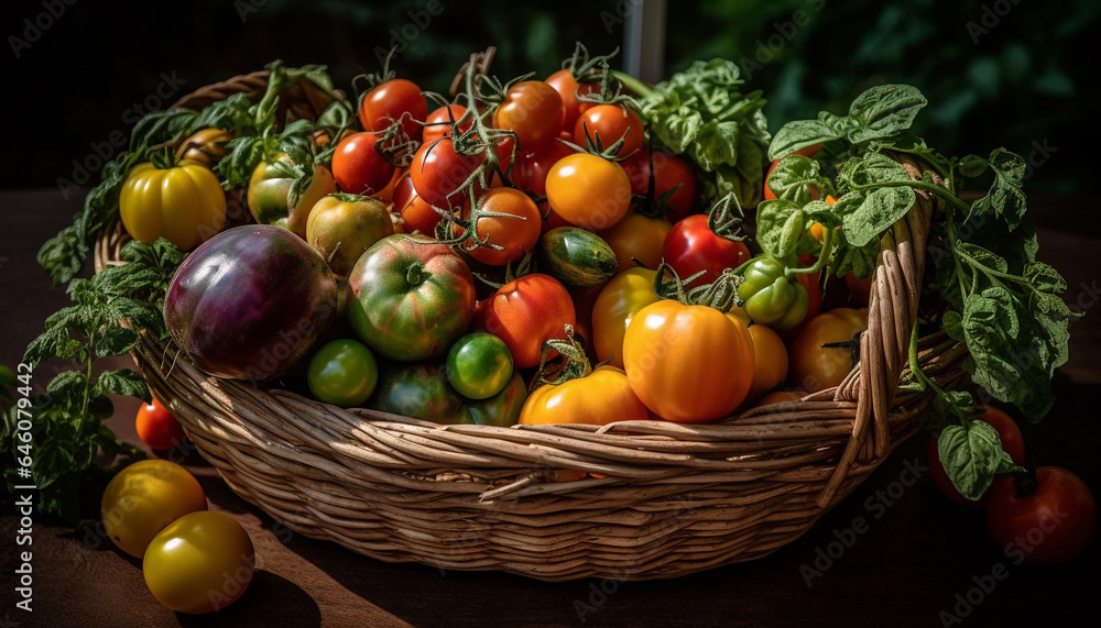 Fresh organic vegetables in a wicker basket for healthy eating generated by AI Fresh organic vegetables in a wicker basket for healthy eating generated by AI