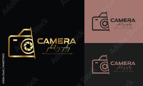 camera logo, modern photography signature logo icon vector