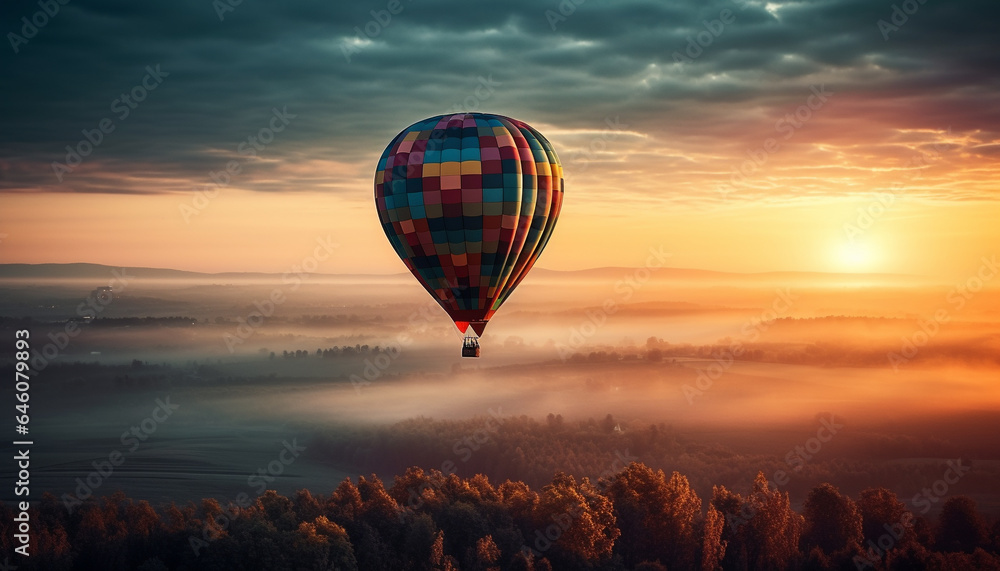 Adventure in the Sky Hot Air Balloon Tour over Mountain Range generated by AI