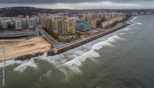 Wallpaper Mural High angle view of aerial cityscape, coastline, and skyscrapers generated by AI Torontodigital.ca