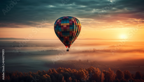 Adventure in the Sky Hot Air Balloon Tour over Mountain Range generated by AI