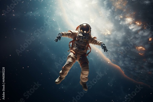 an individual jumping in outer space. Generative AI
