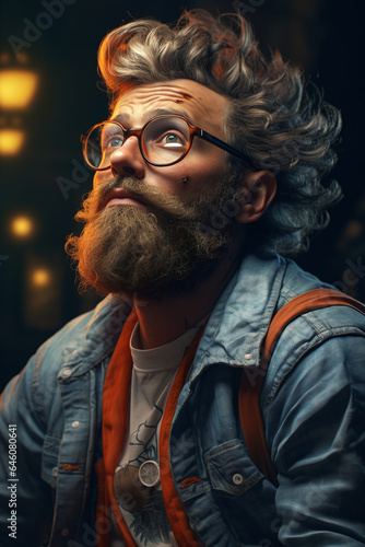 Hipsters portrait on a neutral background