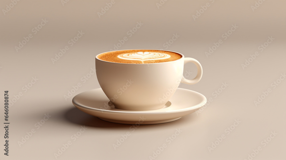 A cup with coffee on a neutral background . A cup with coffee on a neutral background .