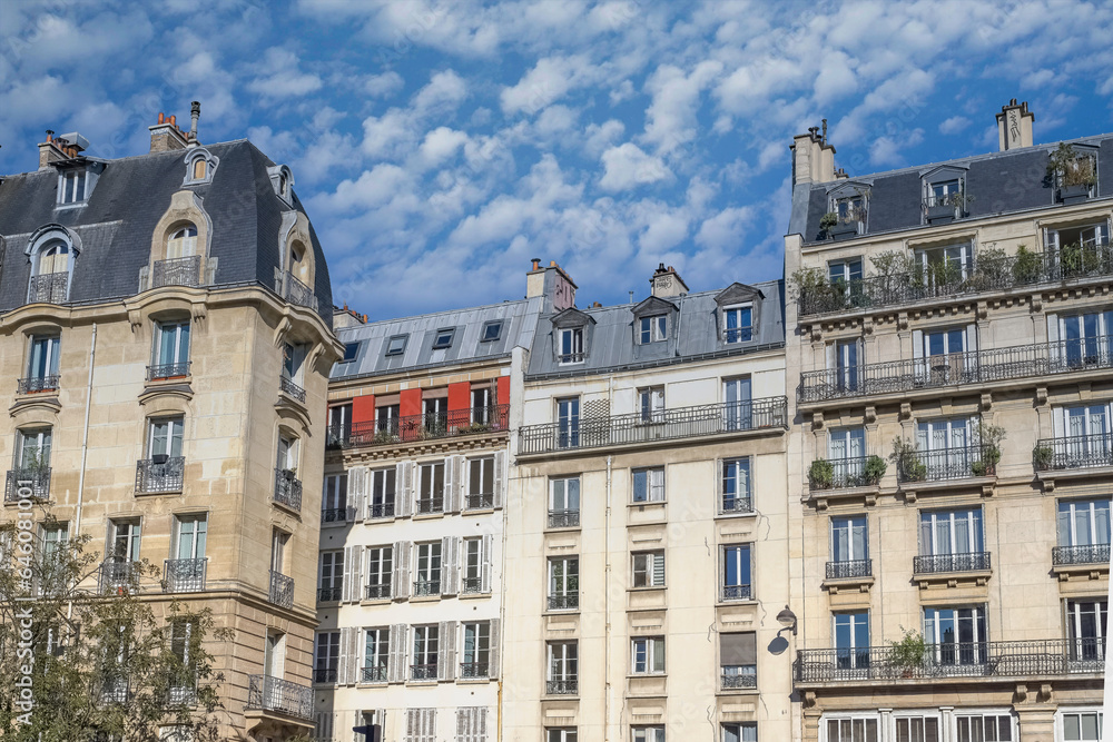 Paris, beautiful building boulevard Malhesherbes, in a luxury district 
