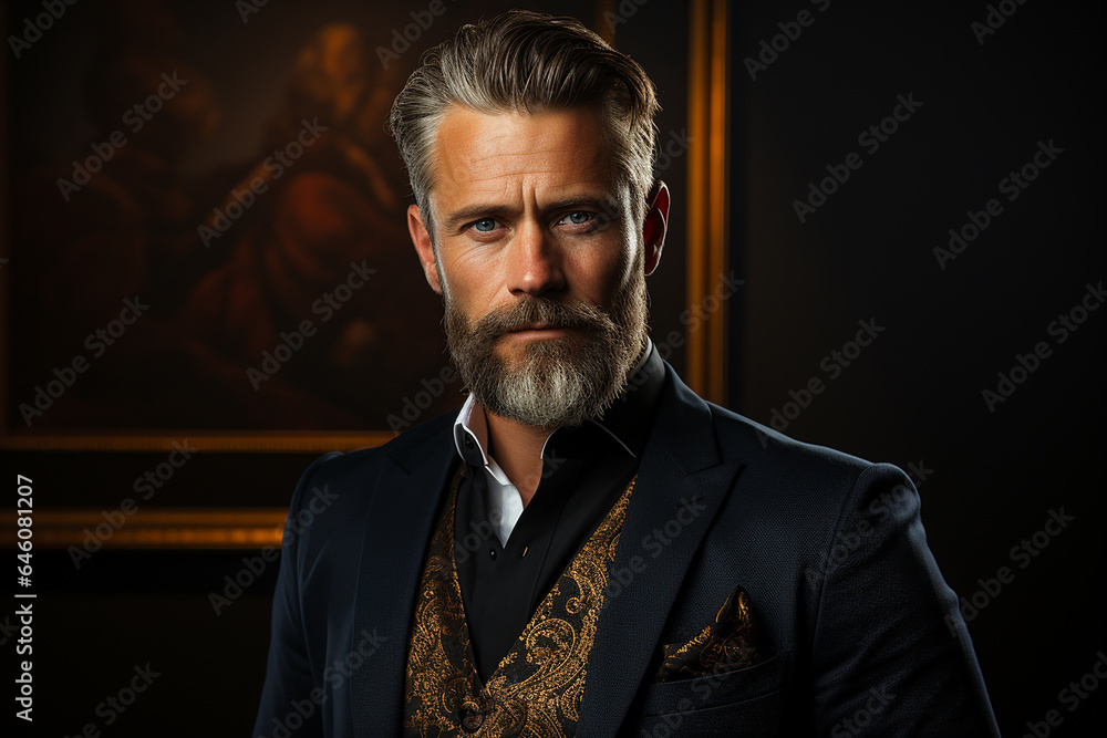 Fototapeta premium Studio portrait of middle age man on different colours background