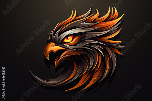 Angry Phoenix Logo  Black Phoenix head logo isolated on background with modern and creative design representing Greek Mythology bird 