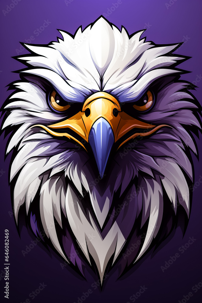 Fototapeta premium Eagle falcon and hawk mascot illustration isolated on background; modern sports logo for esports team
