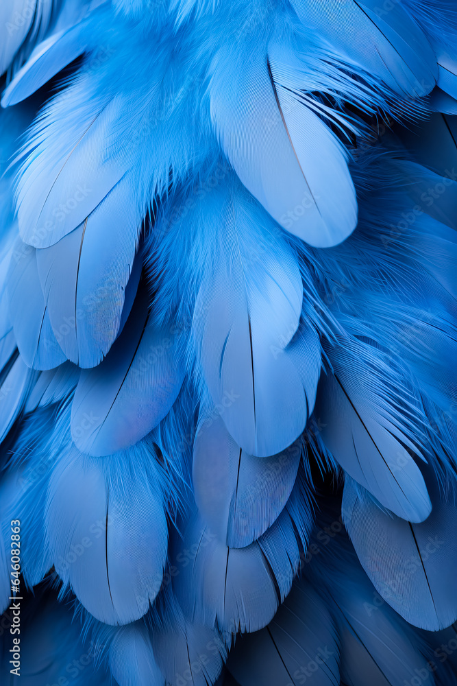 Naklejka premium Macro photo of a blue feather pigeon ideal as a texture or background 
