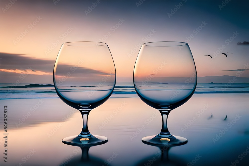 Wine glasses on a neutral background