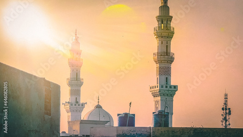 Pakistan Lahore mosque rooftop view