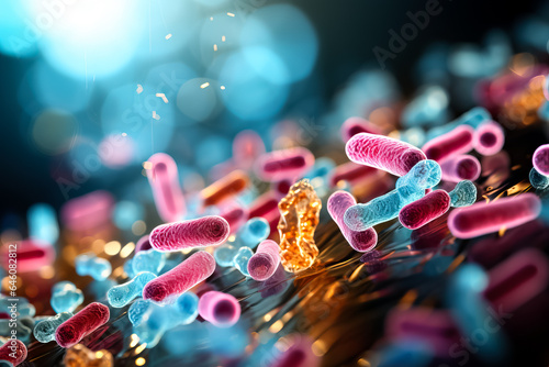 Intestinal bacteria play a crucial role in the microbiome of the body  photo
