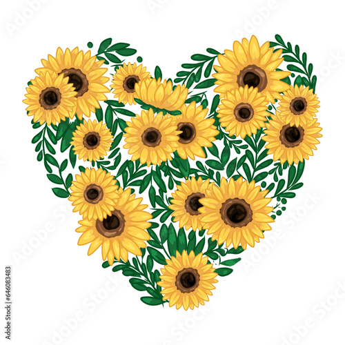 Fototapeta Naklejka Na Ścianę i Meble -  heart shape plant sunflower leaf icon design