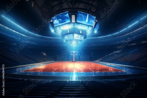 Well-lit basketball stadium. Generative AI © Eris