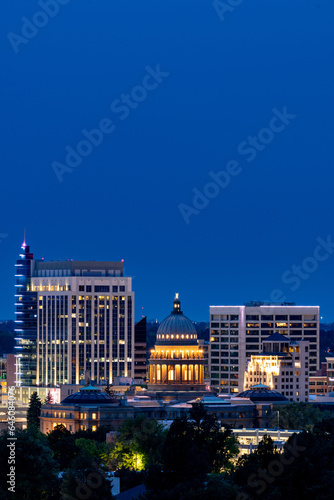 Sky line of Boise Idaho as seen at night