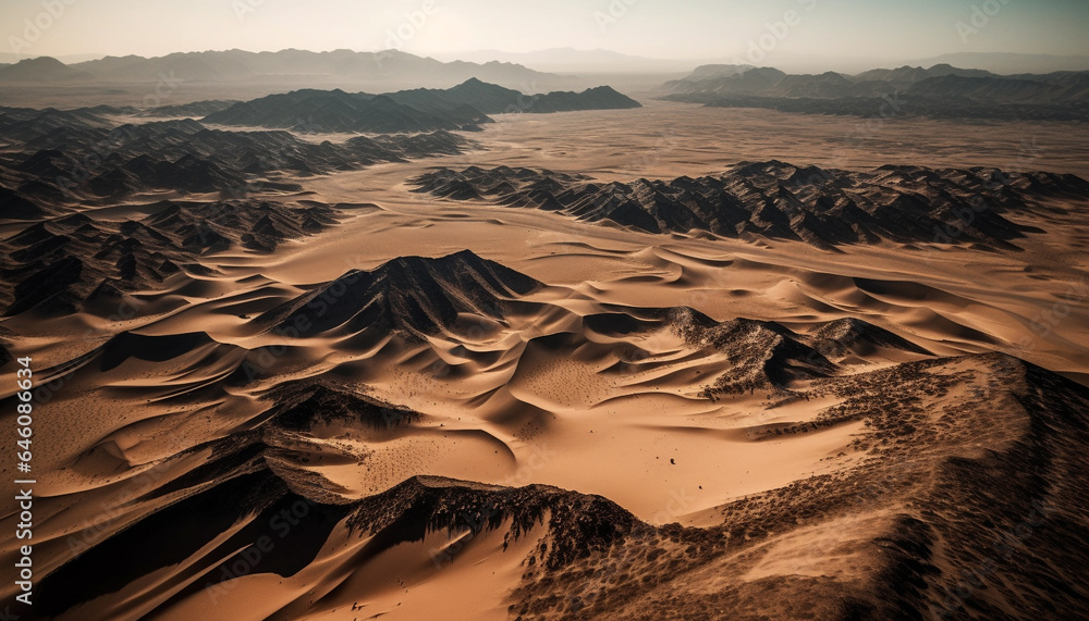 Fototapeta premium Majestic sand dunes ripple in the arid African landscape generated by AI