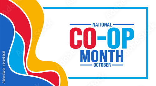 October is National Co op Month background template use to background, banner, placard, card, and poster design. holiday concept with text inscription and standard color. vector illustration.