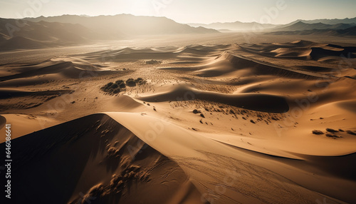 Tranquil sand dunes ripple in arid Africa extreme terrain beauty generated by AI