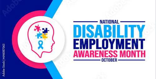 October is National Disability Employment Awareness Month background template use to background, banner, placard, card, and poster design. holiday concept with text inscription and standard color.