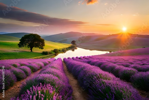 lavender field in region Generated Ai