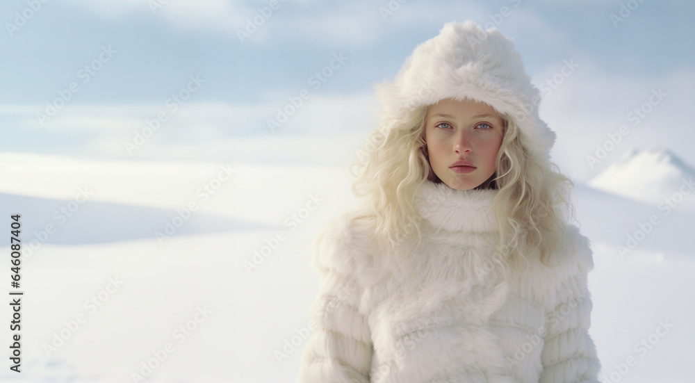 Portrait of young beautiful woman in winter coat, cold winter season Portrait of young beautiful woman in winter coat, cold winter season