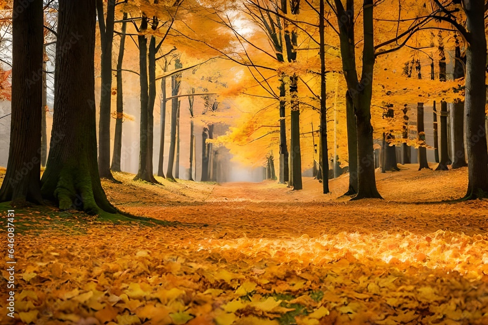 Fototapeta premium autumn in the park Generated Ai