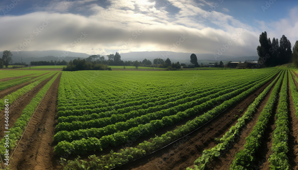Obraz premium Green meadow growth, organic vegetable garden, autumn harvest, beauty in nature generated by AI