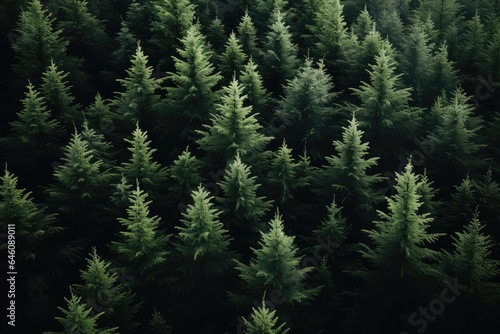 Pine trees in the forest seeing from above © Creative Clicks