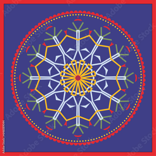 Colorful mandala for shawl, banner, flyer and print design. Workpiece for your design.	
