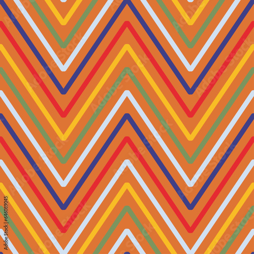 Abstract decorative seamless pattern with colorful lines. Square background can be used for textile, fabric, pillow, shawl and tile. Vector.	