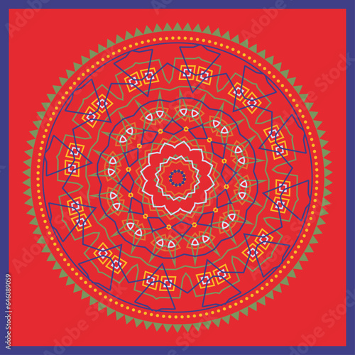 Colorful mandala for shawl, banner, flyer and print design. Workpiece for your design.	

