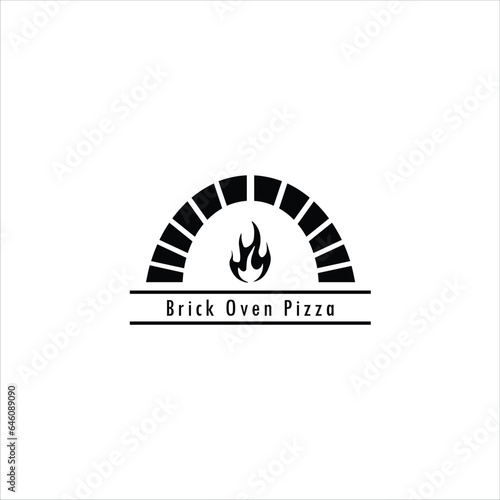 Brick oven pizza logo icon