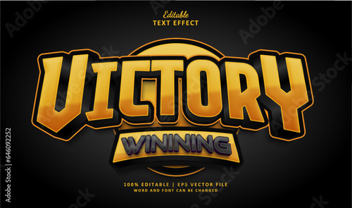 Victory text effect style. Editable text effect style badge esport gaming championship.