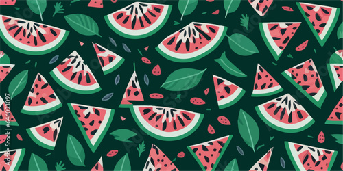 Colorful Fruit Fiesta, Watermelon Slice Illustration