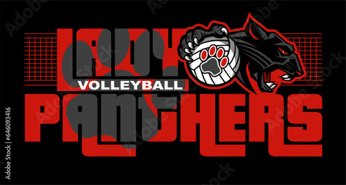 lady panthers volleyball team design with mascot for school, college or league sports