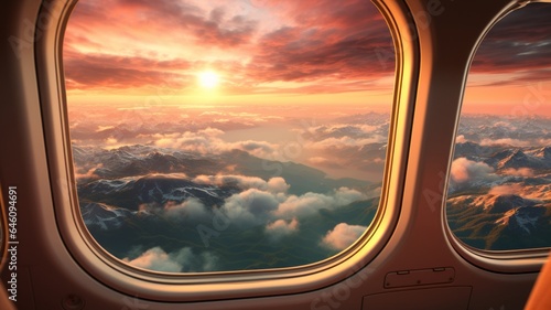 view from the plane, where you can see the wing and engine of the miso, along with a spectacular natural landscape from the clouds and heights