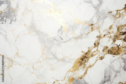 White Marble Background with Shiny Gold Pattern, Modern Design - Generative AI © illuminating images