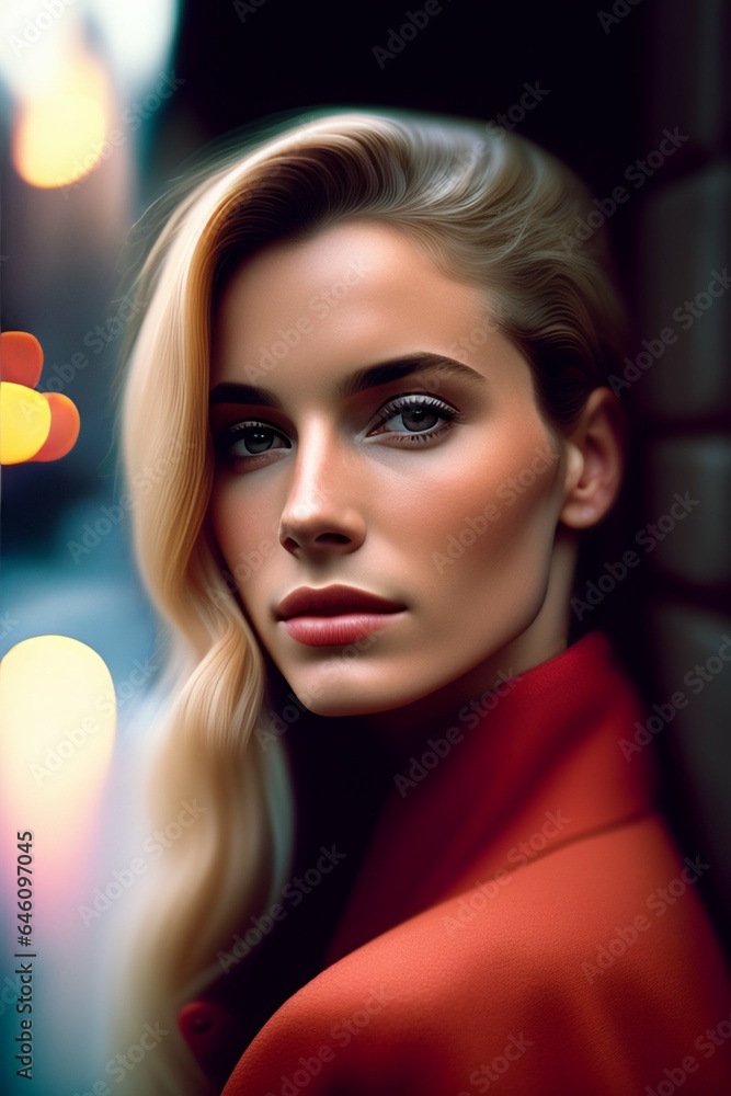 portrait of a woman in a night club portrait of a woman in a night club