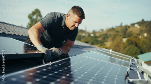 Solar Panel, Green Energy, Renewable Energy, Wind Turbine, Solar Power, Modern Home, Photovoltaic Generative AI+ 