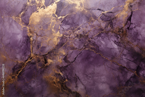 Royal Purple Marble Background with Shiny Gold Pattern - Elegant Design, Generative AI