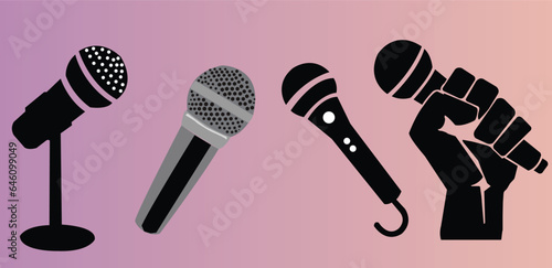 microphone or mic with isolated on gradient background vector illustration