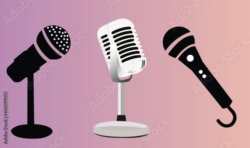 Microphone set of sky background.
