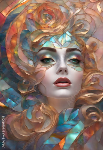 Wallpaper Mural Portrait of woman made of art nouveau stained glass Torontodigital.ca