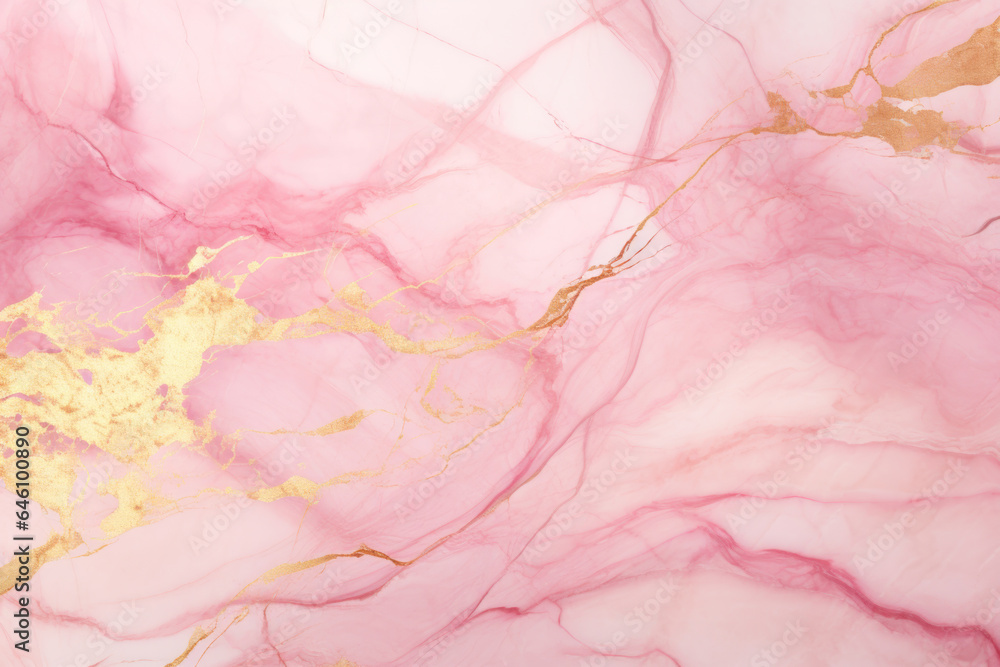 Pink Marble Background with Shiny Gold Pattern - Contemporary Design, Generative AI